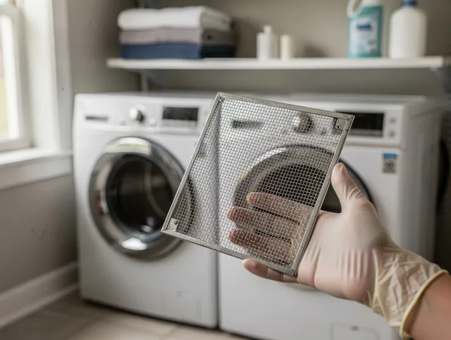 Huntersville Dryer Vent Cleaning specialist performing detailed lint trap cleaning service in Huntersville