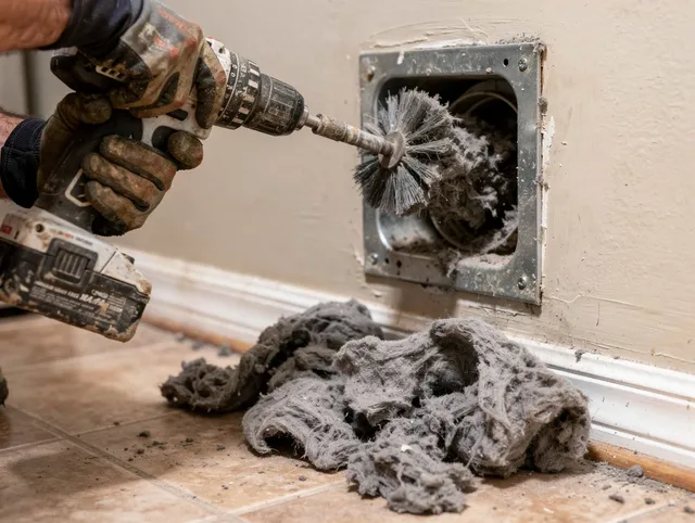 Certified Huntersville Dryer Vent Cleaning technician performing dryer vent cleaning in Huntersville
