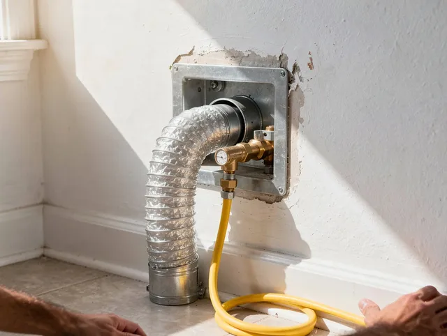 Huntersville Dryer Vent Cleaning certified technician performing specialized gas dryer vent cleaning in Huntersville